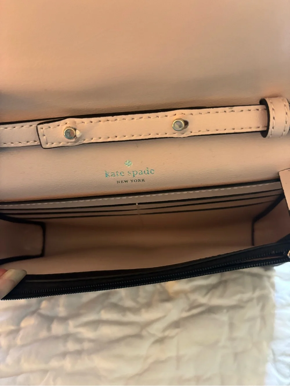kate spade black scallop-edge leather crossbody bag